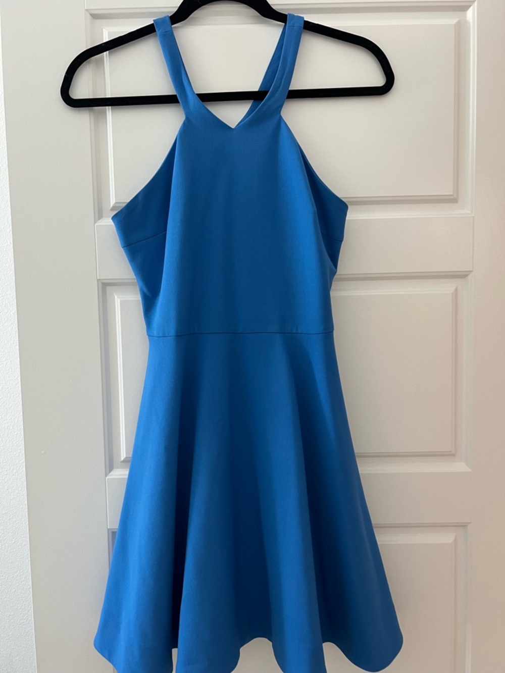 Elizabeth and James Cerulean Blue Halter Fit & Flare Mini Dress